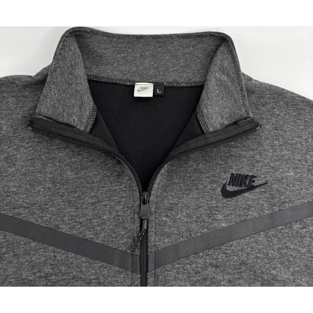 Nike Fleece Full Zip Short Sleeve Jacket Men L Gray Training Gym‎